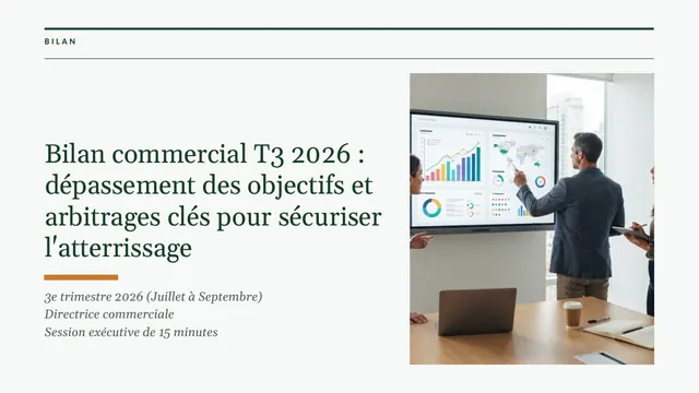 Couverture du bilan commercial T3 2026 au style magazine